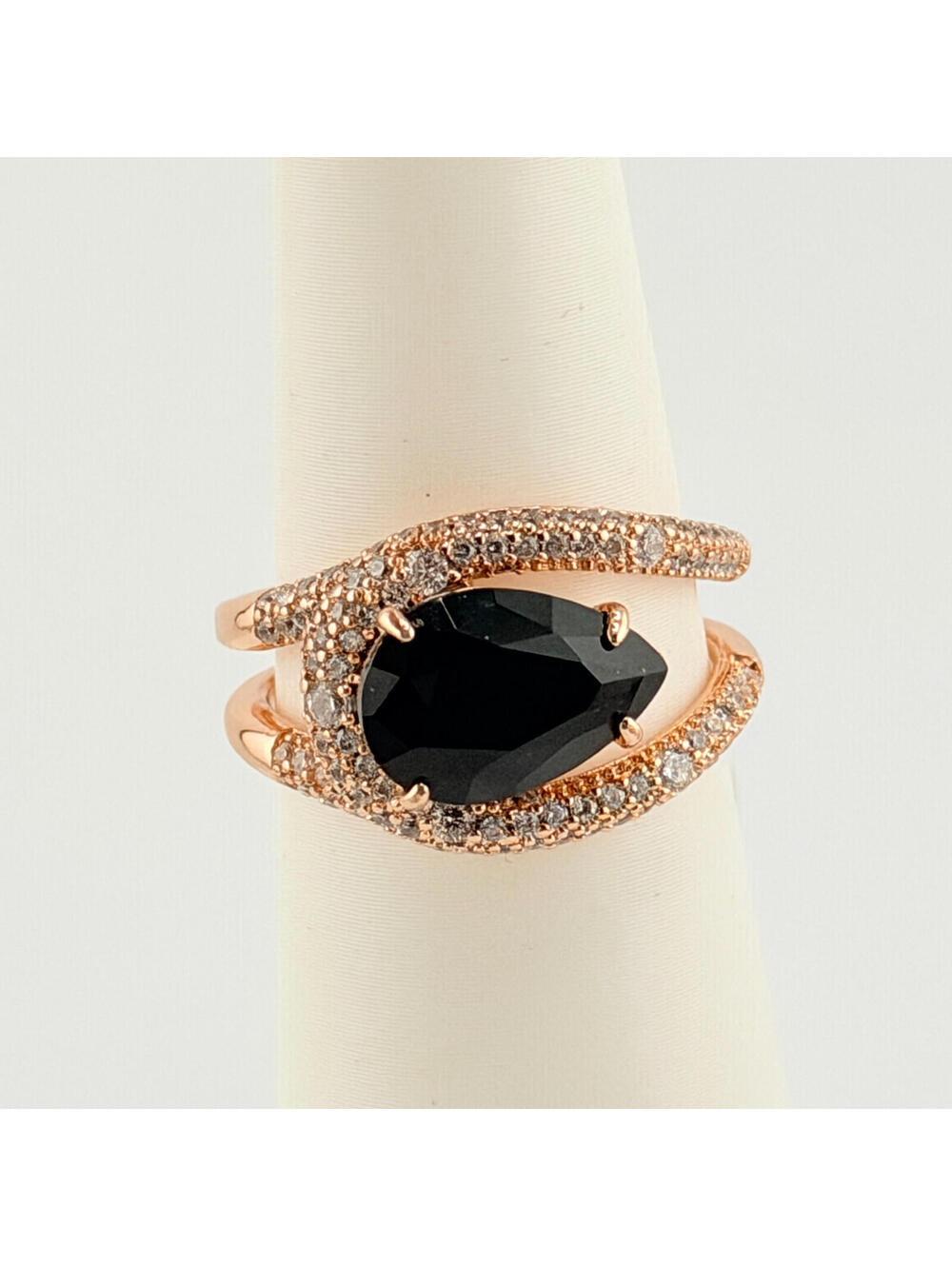 Bomb Party Pave Ring Sz 8 "Electric Icon" Black Onyx on Rose Gold BORG RG48270